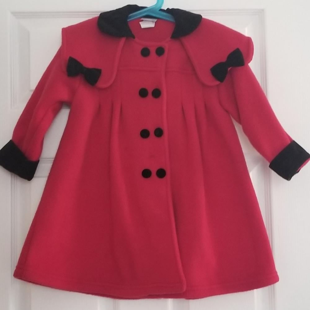 Coat with matching barrette set red and black